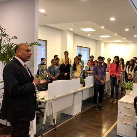Employees participating in team events and workplace activities at FinEdge