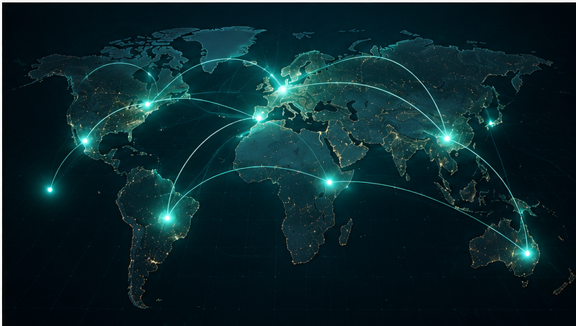 Global investment network illustration representing NRI investing and cross-border financial planning